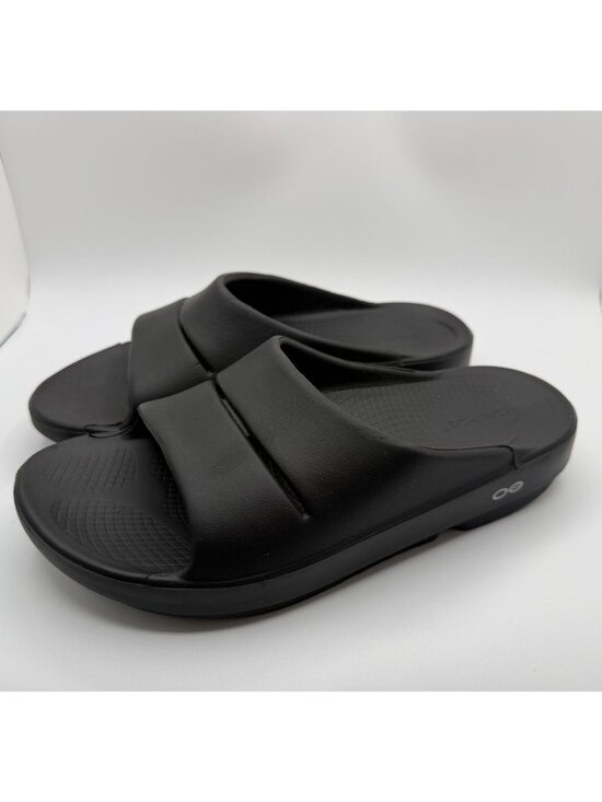 OOFOS Ooahh Recovery Slides Men\'s 7/ Women 9 Black Cushioned Wide Strap Shoes main image 11